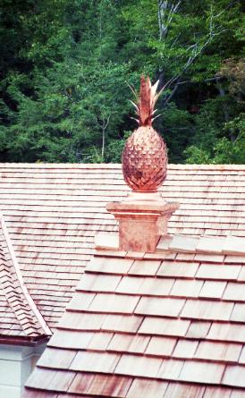 Pineapple Custom Copper roof ornament Designed by FM Enterprises Inc. All rights reserved.