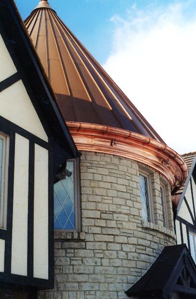 Curved moldings and Gutters and Copper Roof by FM Enterprises Inc. All rights reserved.